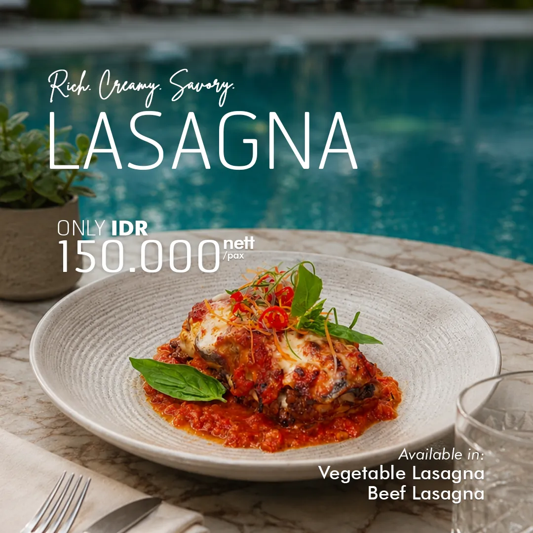 lasagna menu promotion design at hotel restaurant